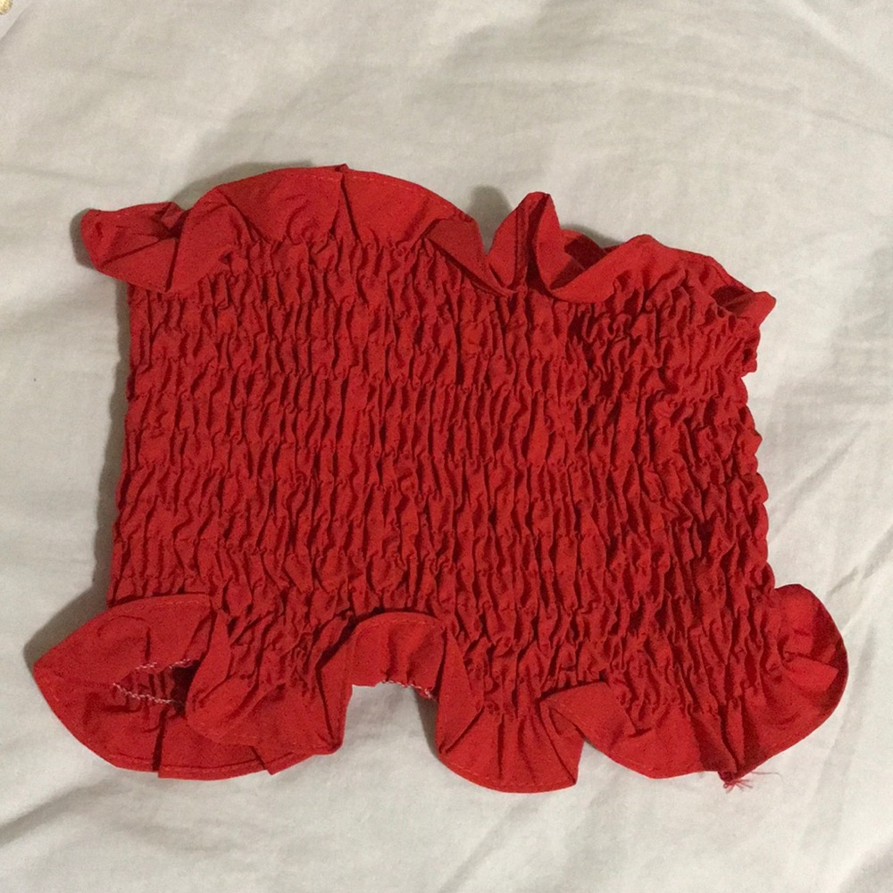 red scrunchy tube top
